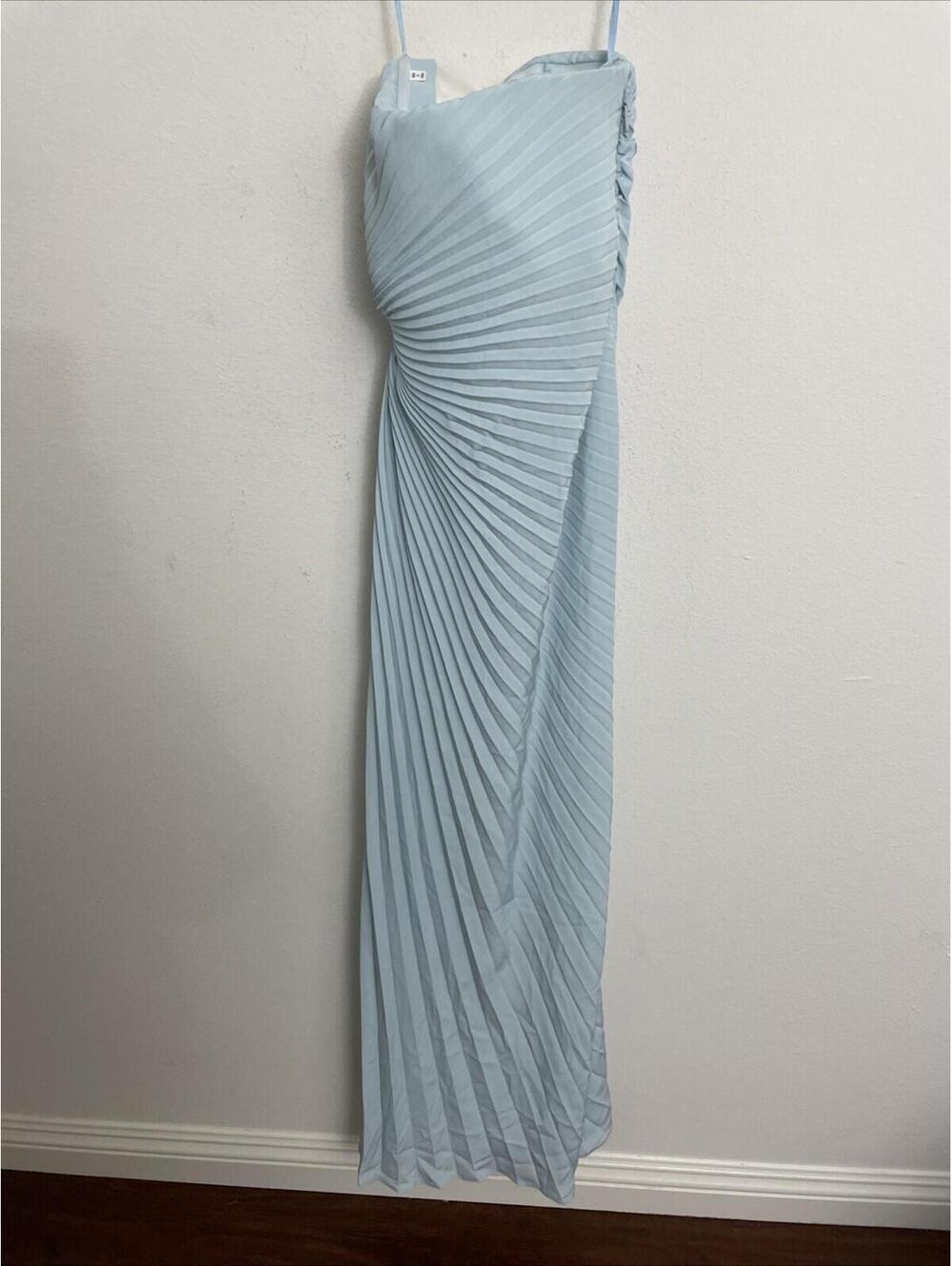 A.L.C. Ice Blue Layla Strapless Gown Pleated Maxi Dress Size 0 $695msrp - Picture 5 of 8